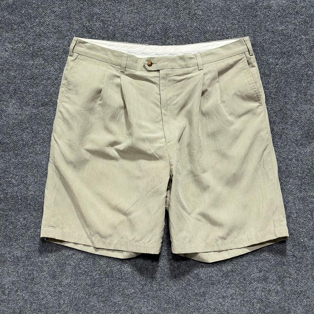 Bobby Jones Shorts Mens 40 Beige Pleated Chino Linen Blend Golf Casual Summer